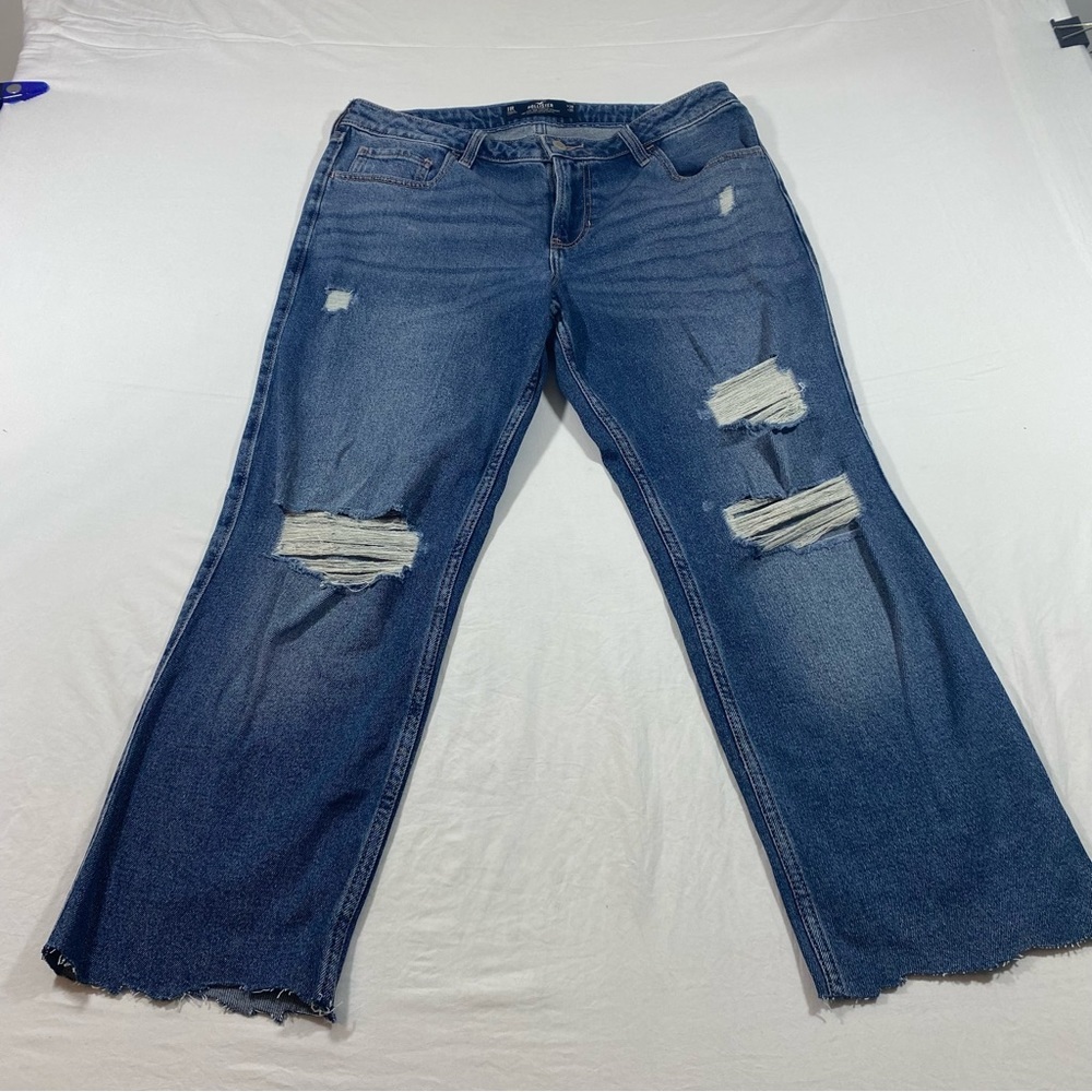 Hollister Jeans Women’s 30 Boho loose High Jeans Raw Hem Distressed Cropped
